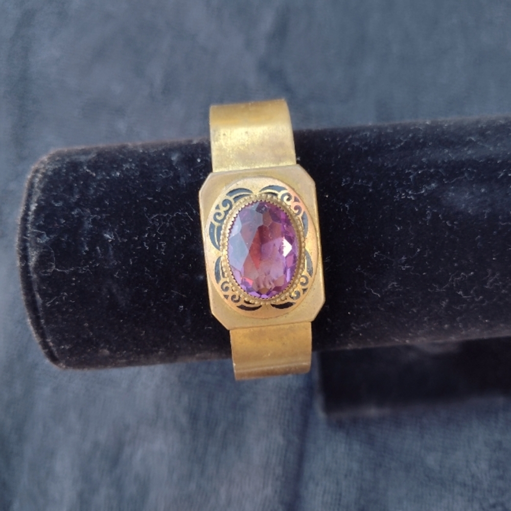 Vintage Victorian Revival Amethyst Cuff Bracelet